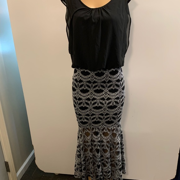 Women junior silver black high- low Bodycon mermaid maxi dress size (M) - Picture 8 of 11